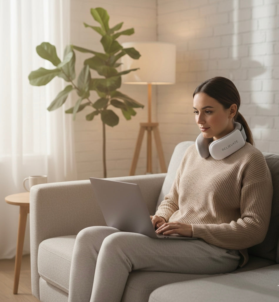 RELIEVATE EMS Neck & Shoulder Massager with Heat for Pain Relief & Relaxation