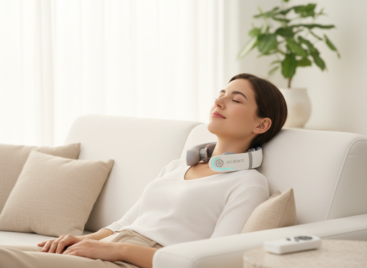 RELIEVATE EMS Neck & Shoulder Massager with Heat for Pain Relief & Relaxation